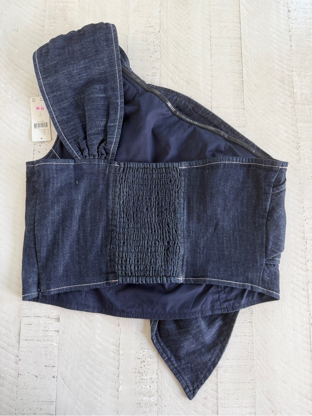NWT Anthropologie Pilcro One-Shoulder Denim Bow Top size Large - Picture 5 of 9